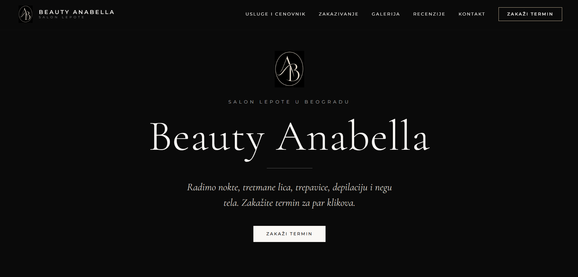Sajt beauty salona Beauty Anabella — rad MD Digital