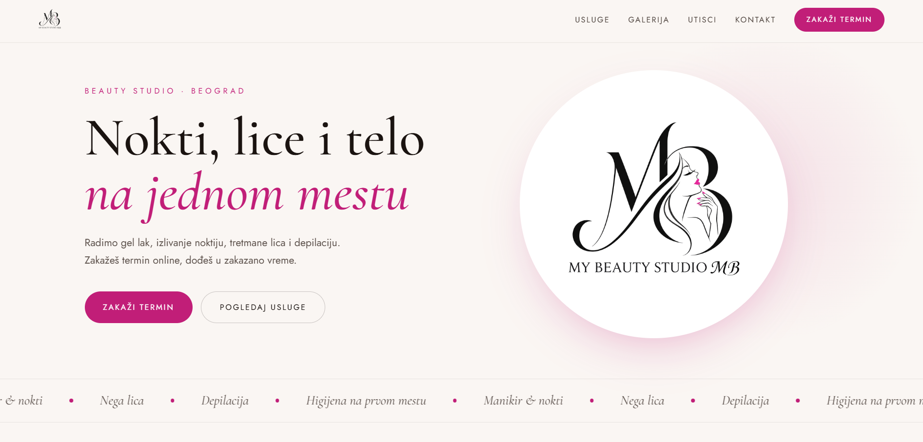 Sajt beauty salona My Beauty Studio — rad MD Digital